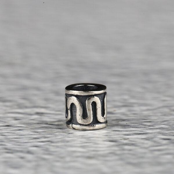 snake pattern tube shape s925 sterling silver bead, oxidized silver tube bead - Image 5
