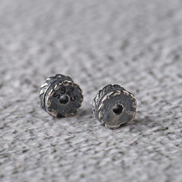 feather shape s925 sterling silver bead, oxidized silver feather bead - Image 5