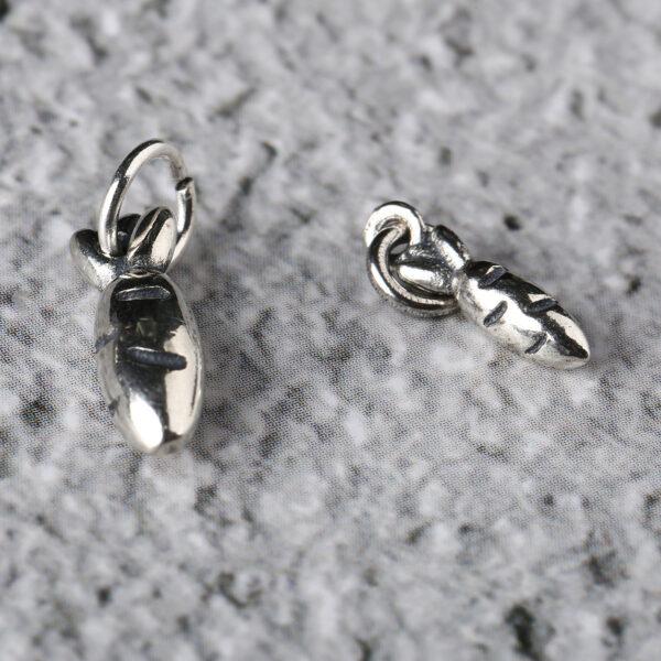 carrot shape s925 sterling silver charm bead, oxidized silver carrot charm - Image 5