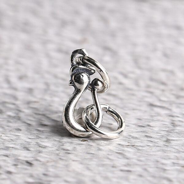 phoenix shape s925 sterling silver clasp, oxidized silver hook clasp - Image 5