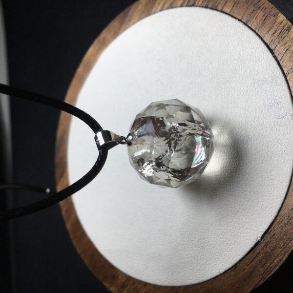 facet surface ball shape natural clear quartz bead sterling silver charm - Image 5