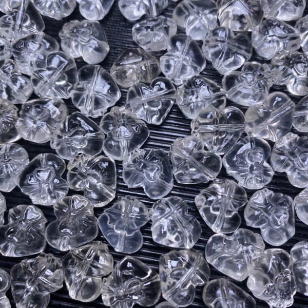 10 pcs bow-knot pattern heart shape natural clear quartz bead - Image 5