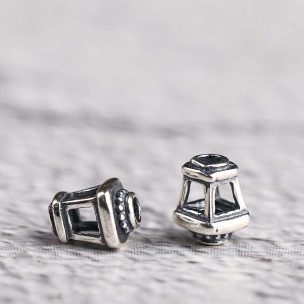hollow tower shape s925 sterling silver bead, oxidized silver ring bead - Image 5