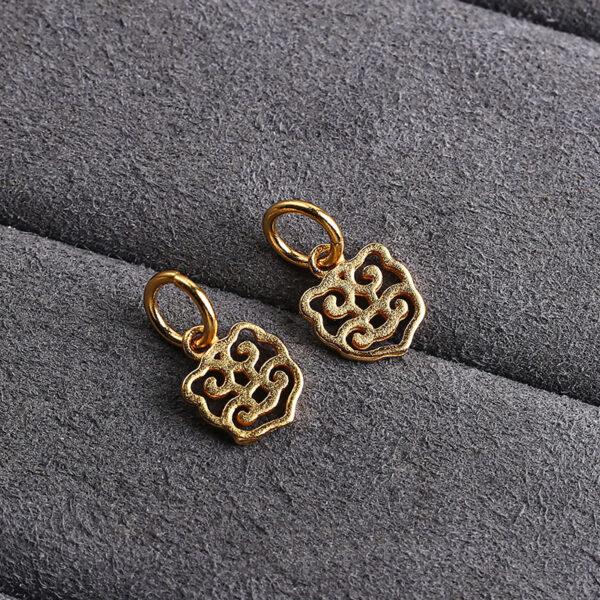 hollow flower shape gild s925 sterling silver charm bead, golden flower charm - Image 5