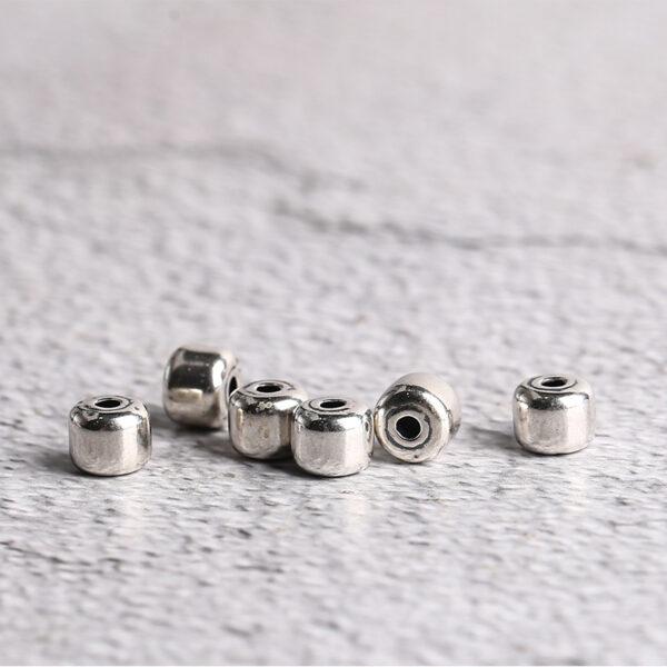 simple drum shape s925 sterling silver bead, oxidized silver drum bead - Image 5