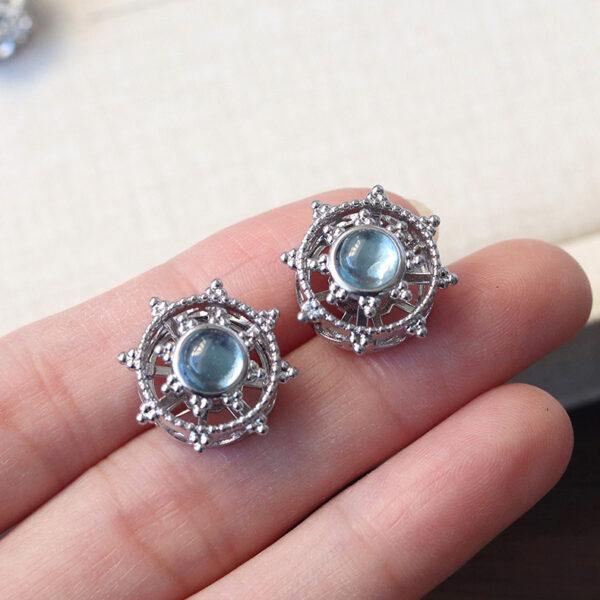 hollow star shape natural aquamarine bead inlaid copper bead - Image 5