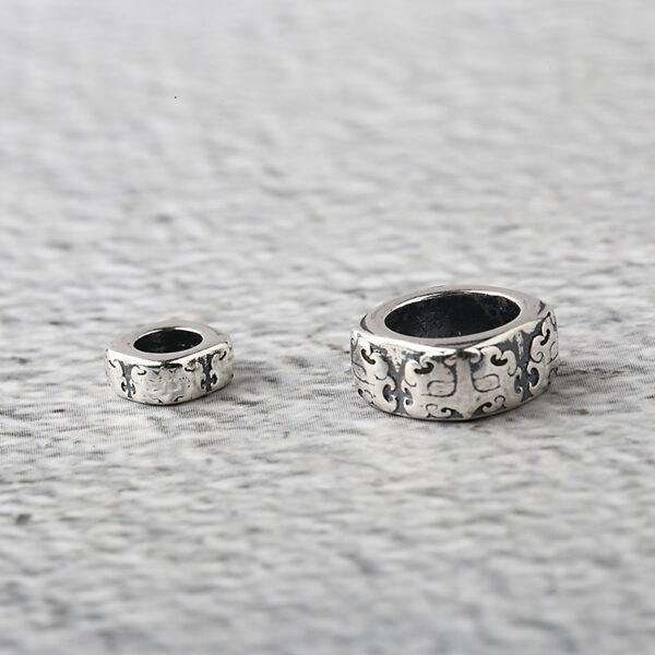 abstract beast pattern ring shape s925 sterling silver bead, oxidized silver ring bead - Image 5