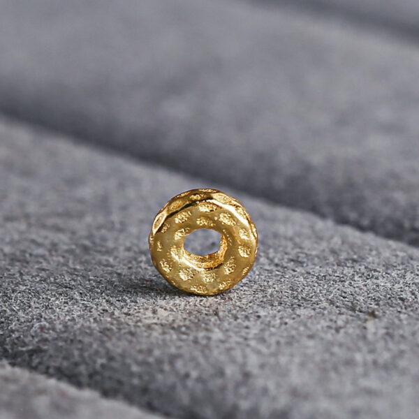small pits rondelle shape gild s925 sterling silver bead, golden rondelle bead - Image 5