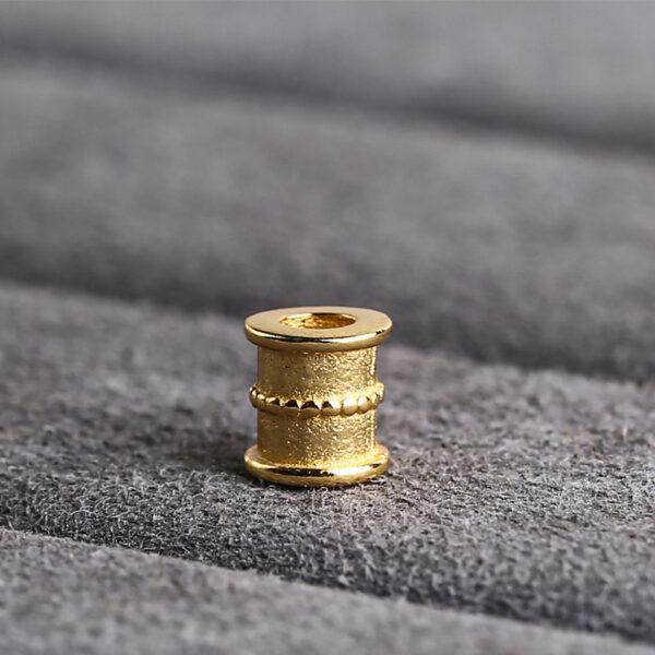 knot pattern tube shape gild s925 sterling silver bead, golden tube bead - Image 5