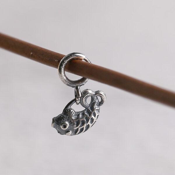 nice fish shape s925 sterling silver charm bead, oxidized silver fish charm - Image 5