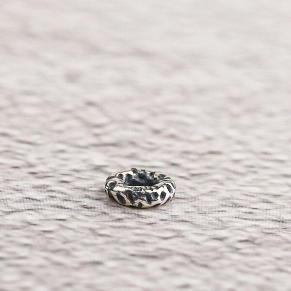 small pits pattern ring shape s925 sterling silver bead, oxidized silver ring bead - Image 5