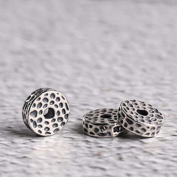 small pits pattern gasket shape s925 sterling silver bead, oxidized silver gasket bead - Image 5