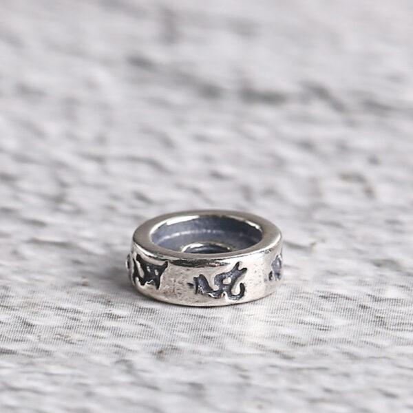 Buddhist six-syllable mantra pattern gasket shape s925 sterling silver bead, oxidized silver gasket bead - Image 5