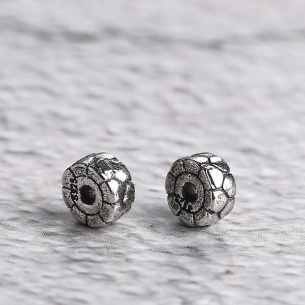Cracking surface rondelle shape s925 sterling silver bead, oxidized silver rondelle bead - Image 5