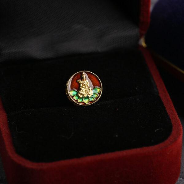 hollow Buddha on lotus pattern round shape gild sterling silver bead, enamel Buddha bead - Image 5