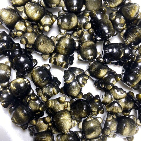 5 pcs / 10 pcs nice bear shape natural golden obsidian bead - Image 6