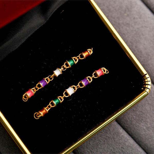 small colorful tube beads gild sterling silver chain charm bead, enamel chain bead - Image 5