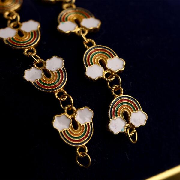 rainbow beads gild sterling silver chain charm bead, enamel rainbow chain bead - Image 5