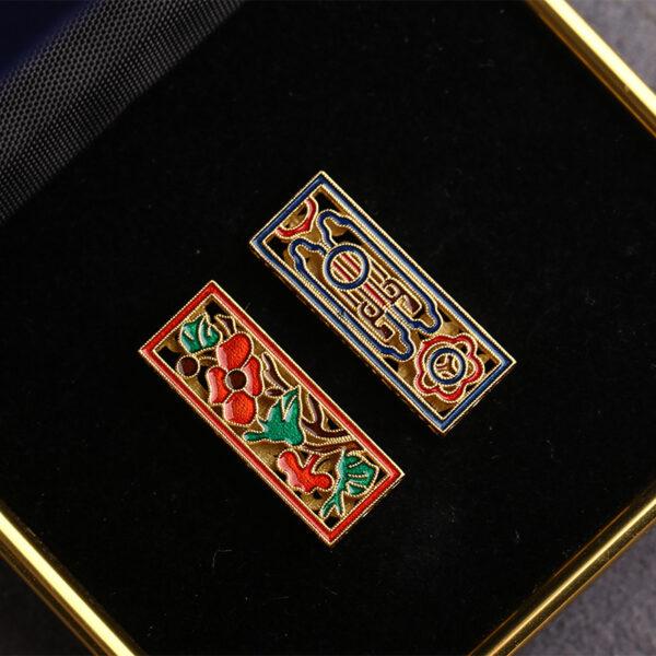 hollow peony flower pattern rectangle shape gild sterling silver bead, enamel flower bead - Image 5