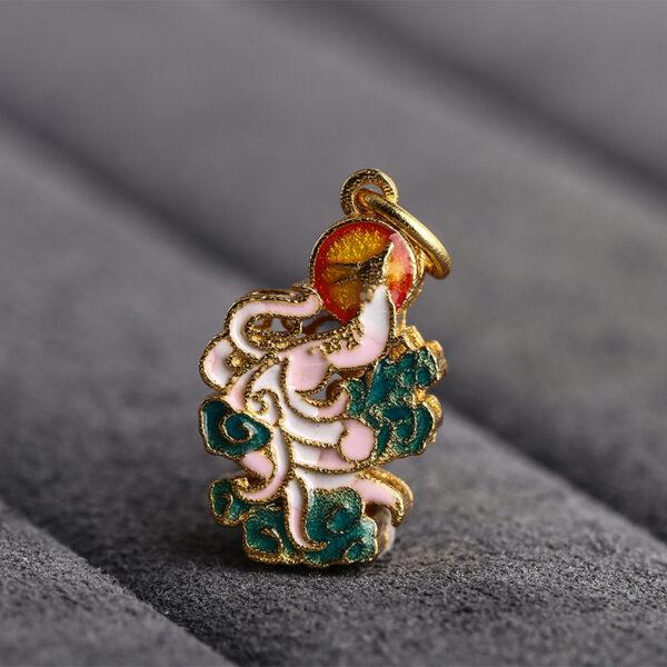 Nine-tailed Fox shape gild sterling silver charm bead, enamel fox charm - Image 5