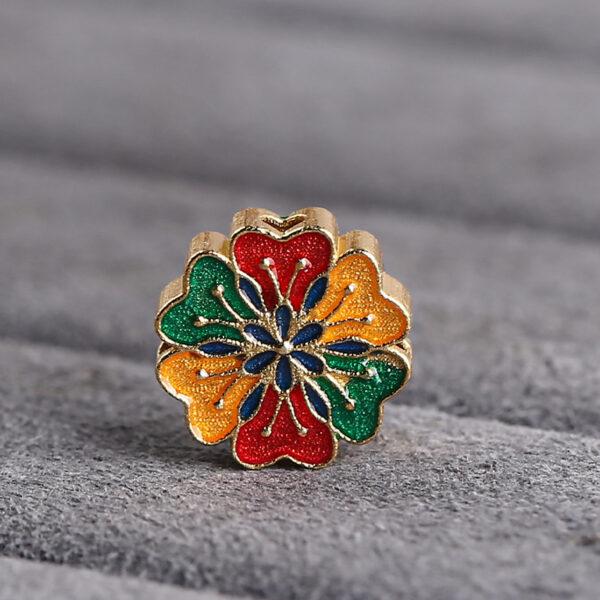 lotus flower shape gild sterling silver bead, enamel flower bead - Image 5