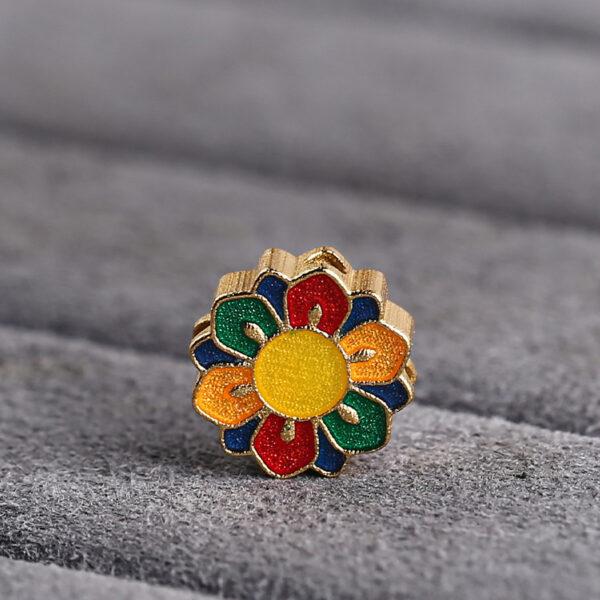 colorful flower shape gild sterling silver bead, enamel flower bead - Image 5