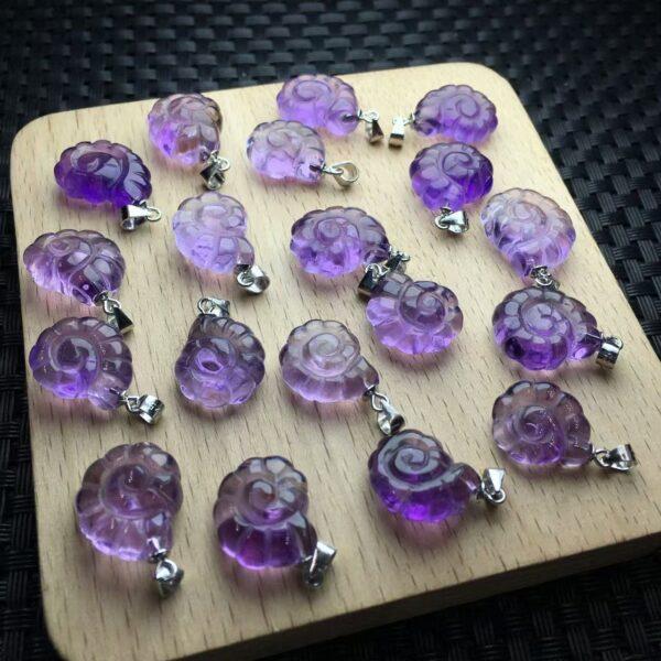 nice conch shape natural amethyst bead sterling silver charm - Image 5