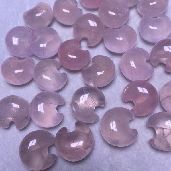 5 pcs fat moon shape natural rose quartz bead - Image 5