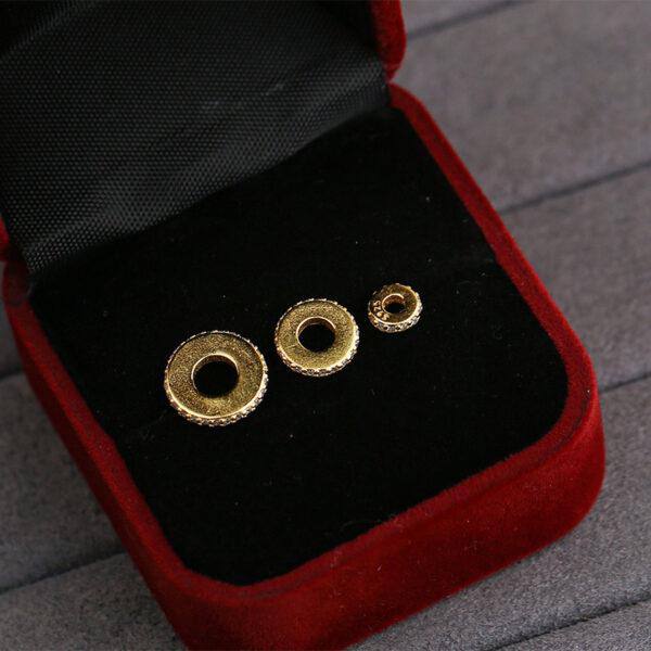 zircon inlaid gasket shape gild s925 sterling silver bead, golden gasket bead - Image 5