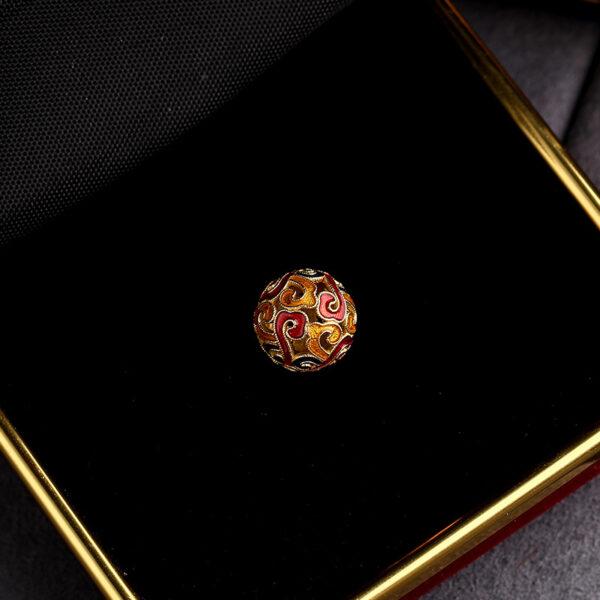 hollow abstract cloud pattern round shape gild sterling silver bead, enamel ball bead - Image 5