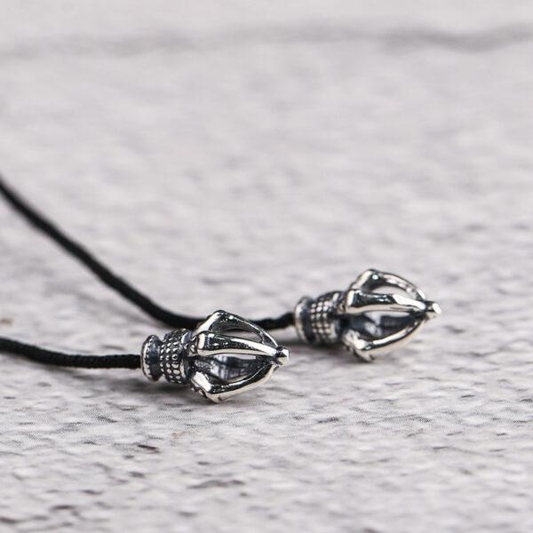 retro hollow flower shape s925 sterling silver clasp bead, oxidized silver flower clasp - Image 5