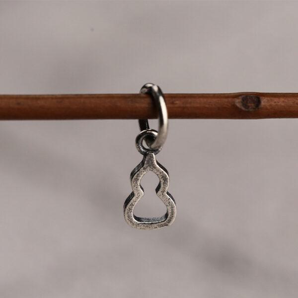 simple gourd shape s925 sterling silver charm bead, oxidized silver gourd charm - Image 5
