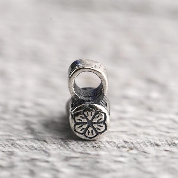 lotus flower pattern s925 sterling silver clasp bead, oxidized silver flower clasp - Image 5