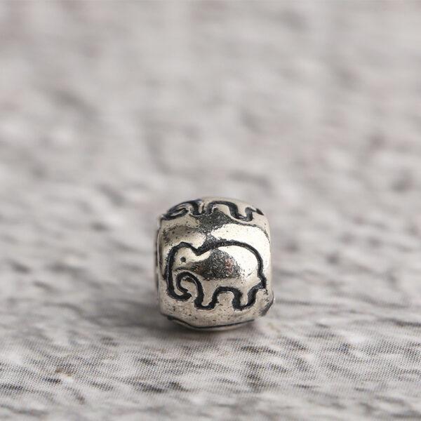 elephant pattern oval shape s925 sterling silver bead, oxidized silver oval bead - Image 5