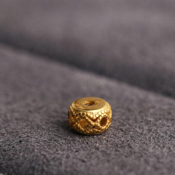 hollow drum shape gild s925 sterling silver bead, golden drum bead - Image 5