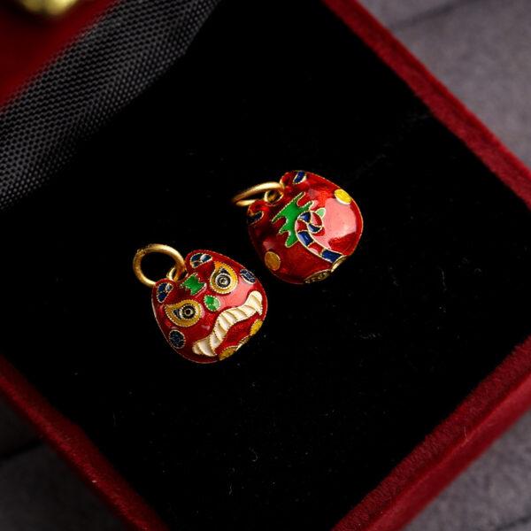 cute tiger shape gild sterling silver charm bead, enamel tiger charm - Image 5