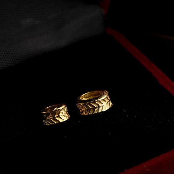 feather pattern ring shape gild s925 sterling silver bead, golden ring bead - Image 5