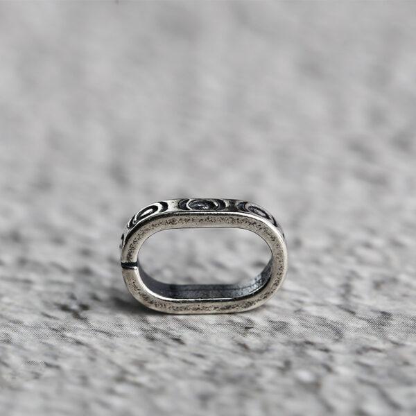 round pattern oval shape s925 sterling silver openable clasp bead, oxidized silver flower clasp - Image 5