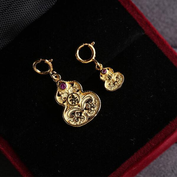 flower pattern gourd shape gild s925 sterling silver charm bead, golden gourd charm - Image 5