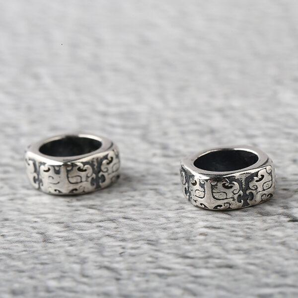 abstract beast pattern ring shape s925 sterling silver bead, oxidized silver ring bead - Image 6