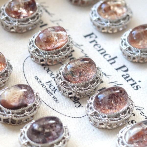oval shape natural Phantom Quartz inlaid copper bead - Image 6