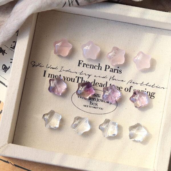2 pcs / 5 pcs fat star shape natural amethyst and rose quartz bead - Image 6
