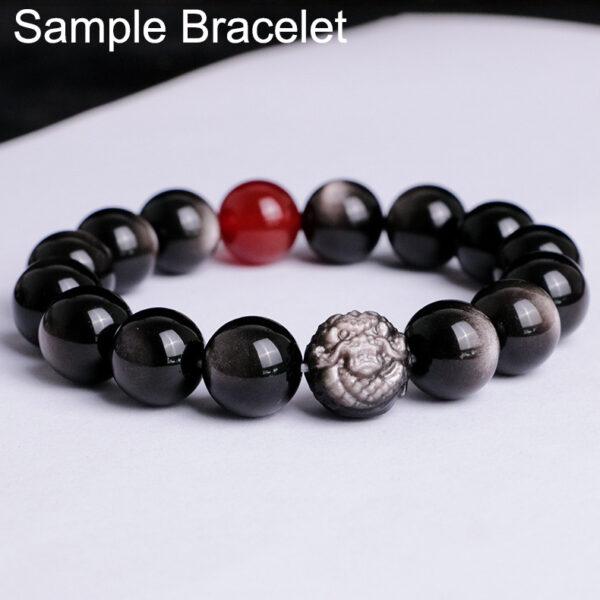 2 pcs / 5 pcs dragon pattern round shape natural silver obsidian bead - Image 6