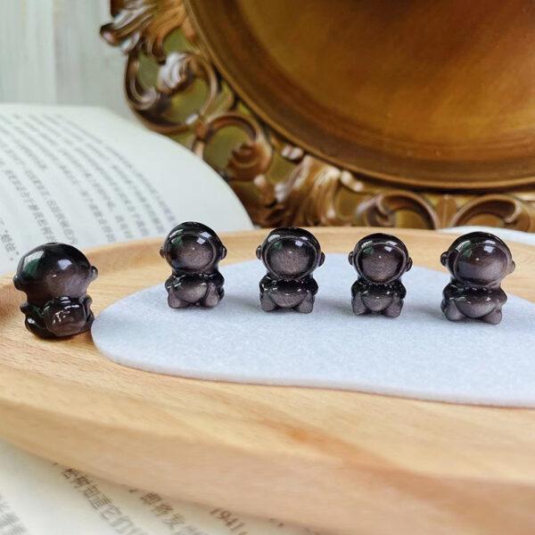 2 pcs / 5 pcs astronaut shape natural silver obsidian bead - Image 6