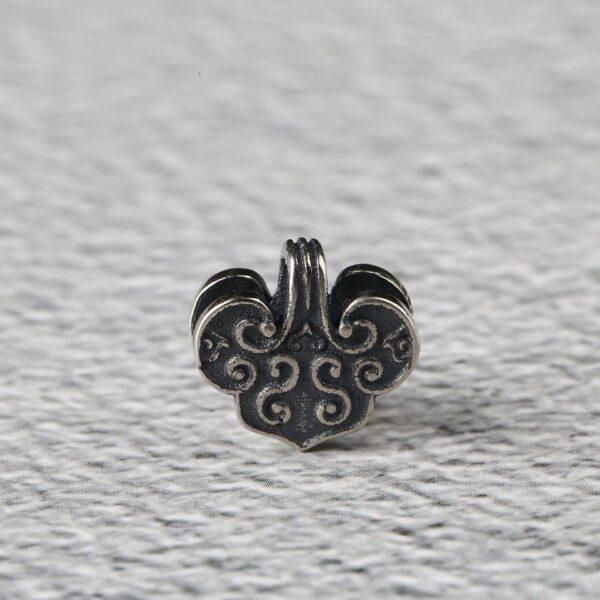 flower pattern heart shape s925 sterling silver charm bead, oxidized silver flower charm - Image 6