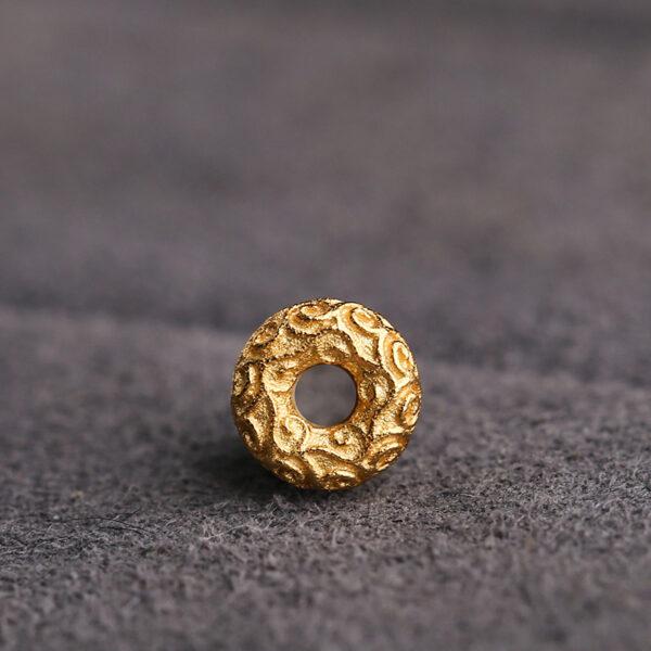 vine pattern donut shape gild s925 sterling silver bead, golden donut bead - Image 6