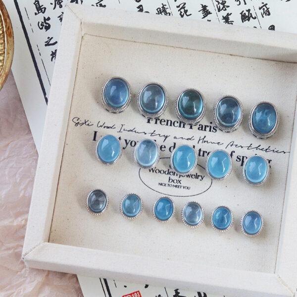 oval shape natural aquamarine inlaid copper bead - Image 7