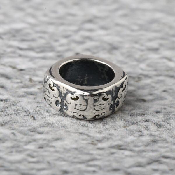 abstract beast pattern ring shape s925 sterling silver bead, oxidized silver ring bead - Image 7