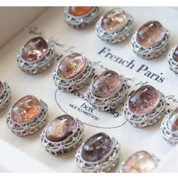 oval shape natural Phantom Quartz inlaid copper bead - Image 7