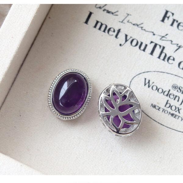 oval shape natural amethyst inlaid copper bead - Image 7